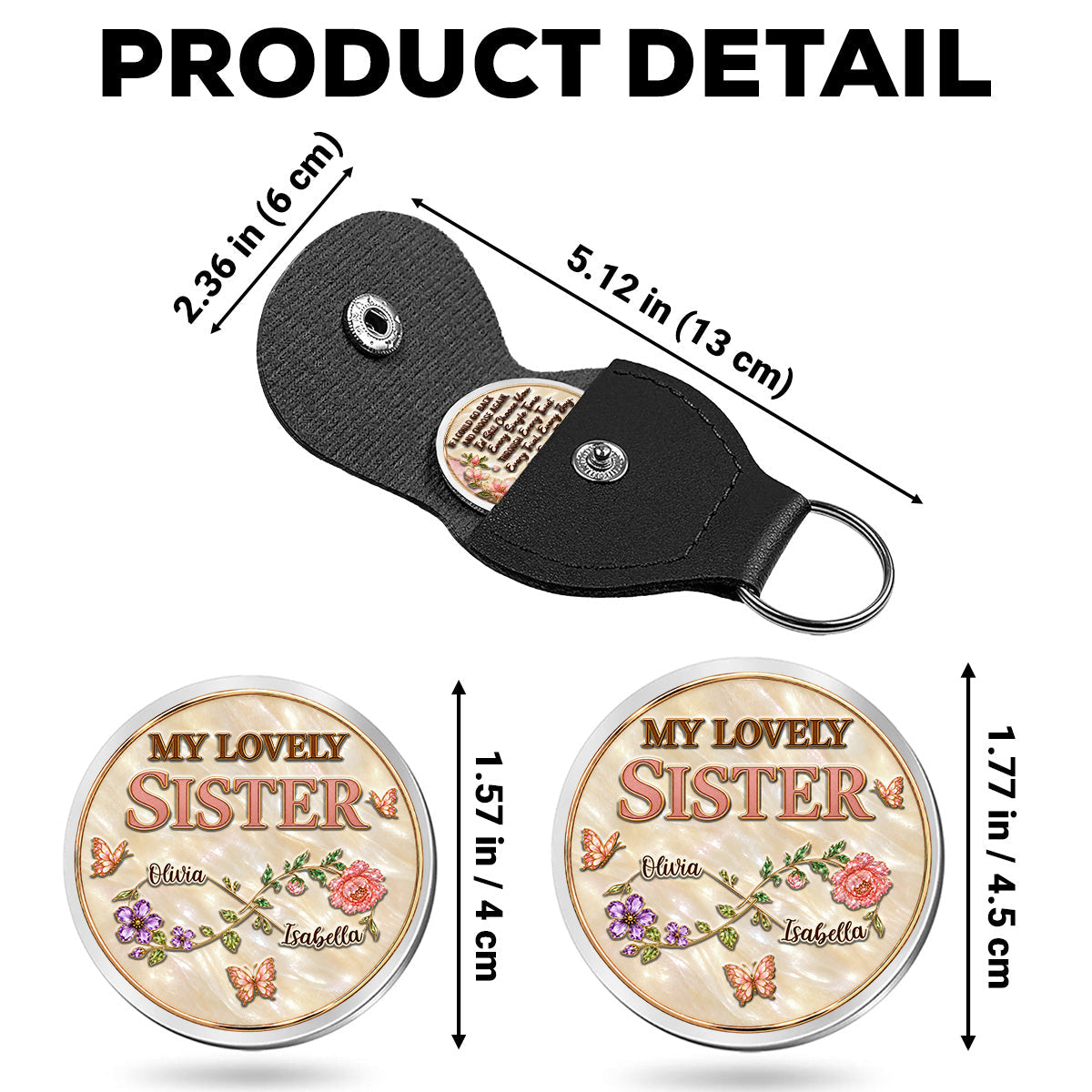 Custom Sister Siblings Coin Keychain, Christmas Birthday Gifts • Still Choose You Sister - Personalized 3D Printing Pocket Hug