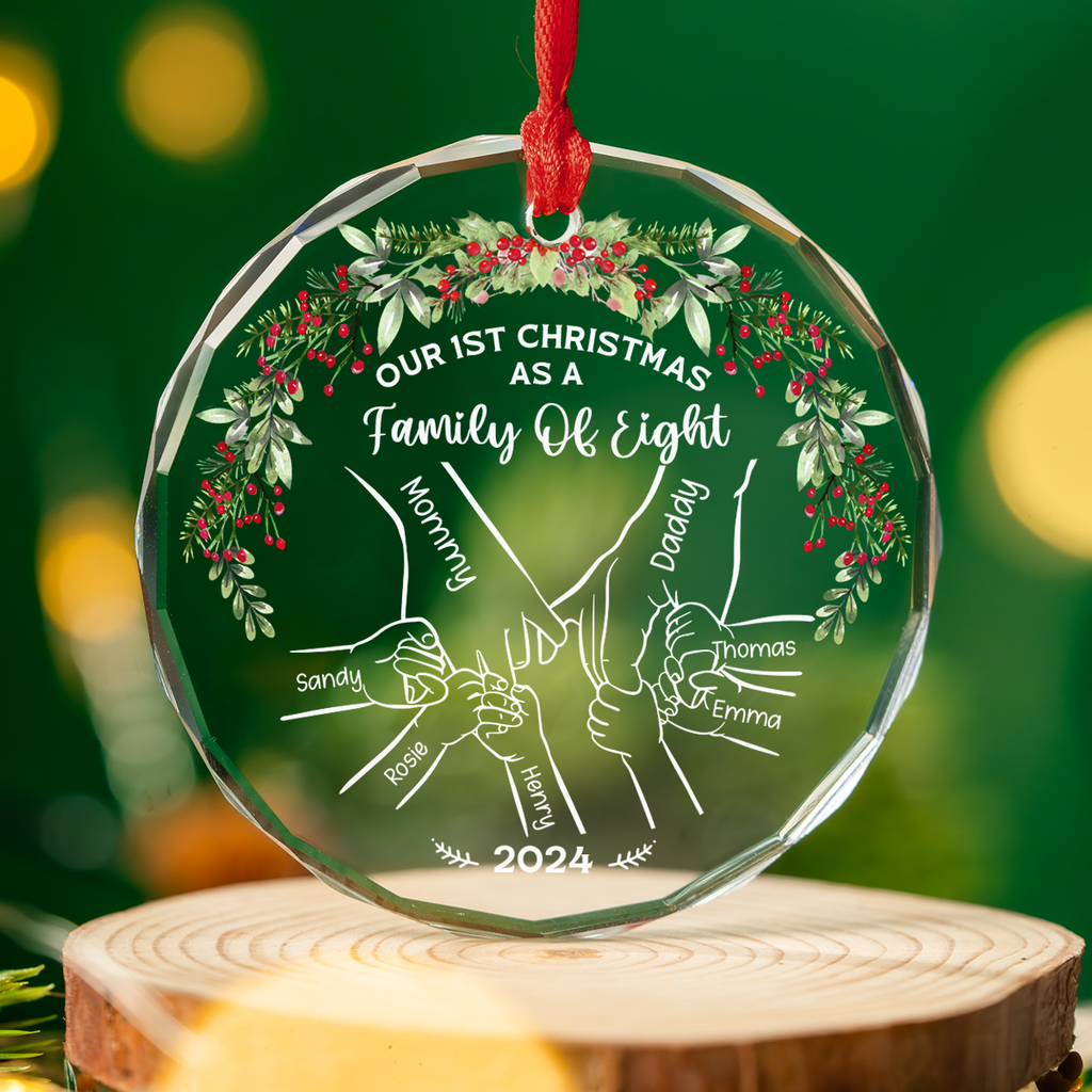 Custom Family First Christmas Ornament •  Our 1st Christmas As Love - Personalized Glass Ornament