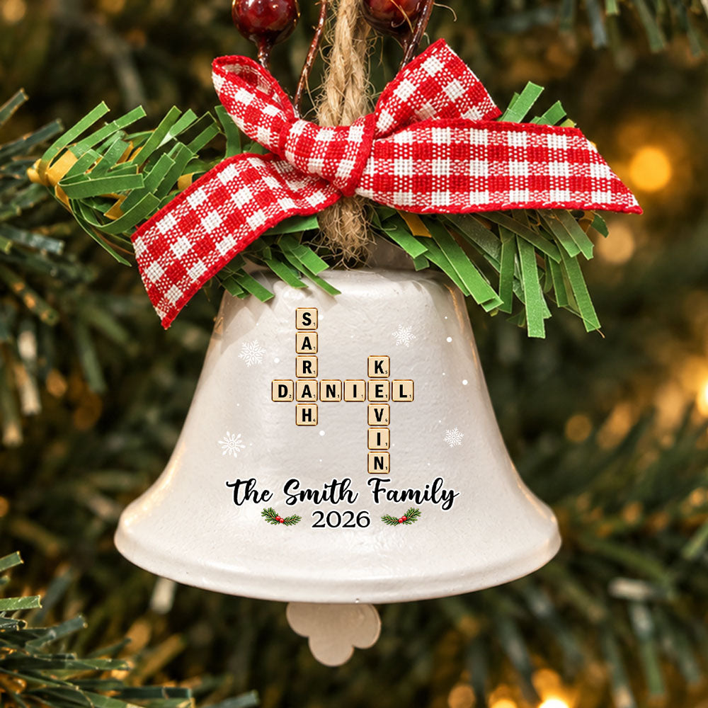 Family Word Puzzle Bell - Personalized Metal Bell Ornament