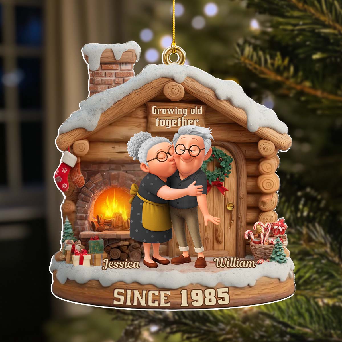 Custom Couple Christmas Ornament, Anniversary Gift •  Growing Old Together Christmas - Personalized Acrylic Ornament