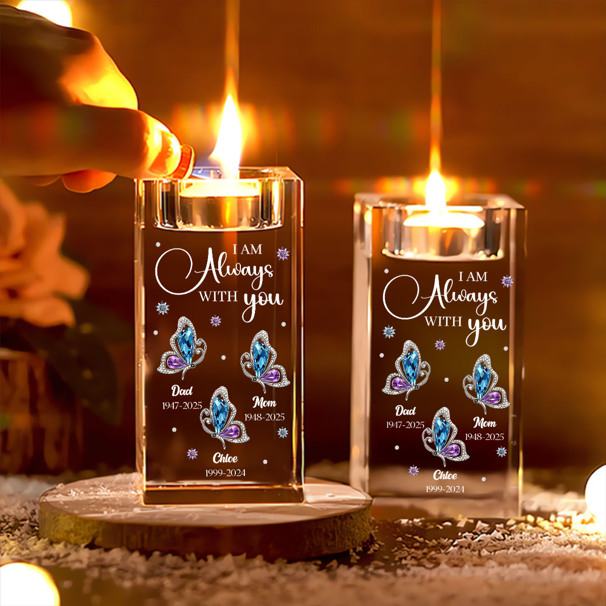 I Am Always With You - Personalized Crystal Candle Holder