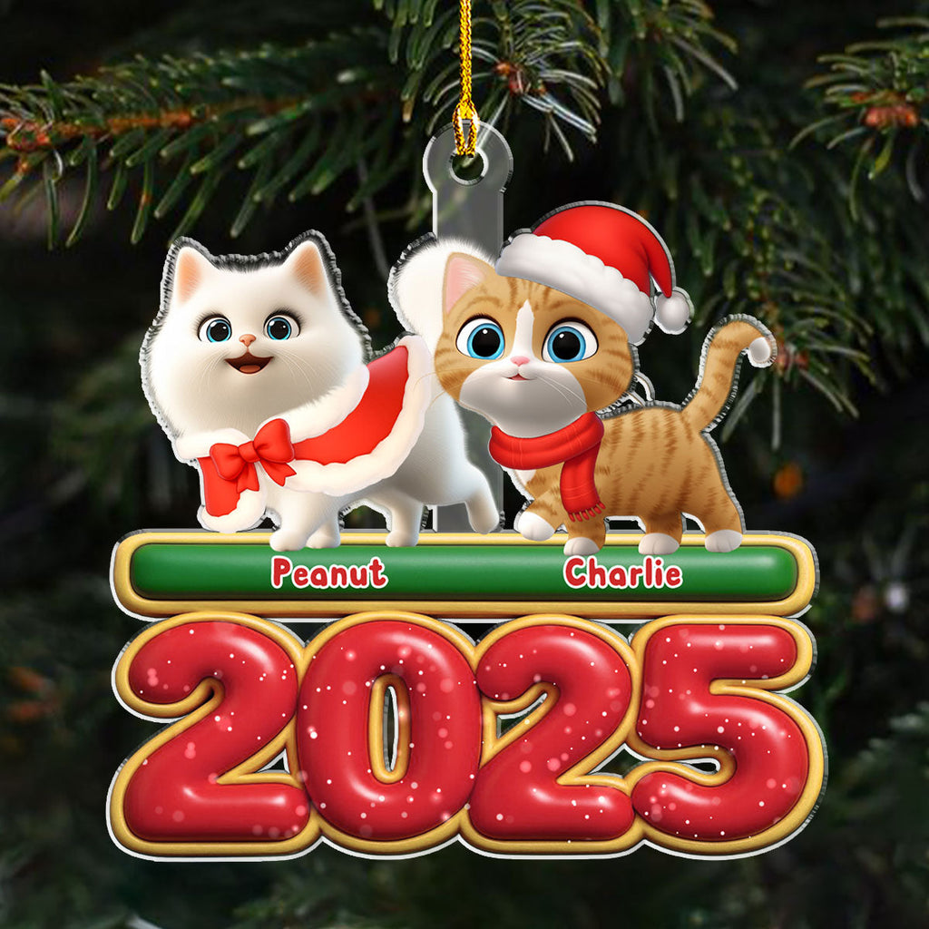 Custom Keepsake Christmas Ornament •  Walking Cat - Personalized Acrylic Ornament