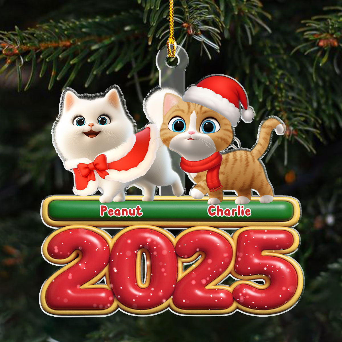 Custom Keepsake Christmas Ornament •  Walking Cat - Personalized Acrylic Ornament