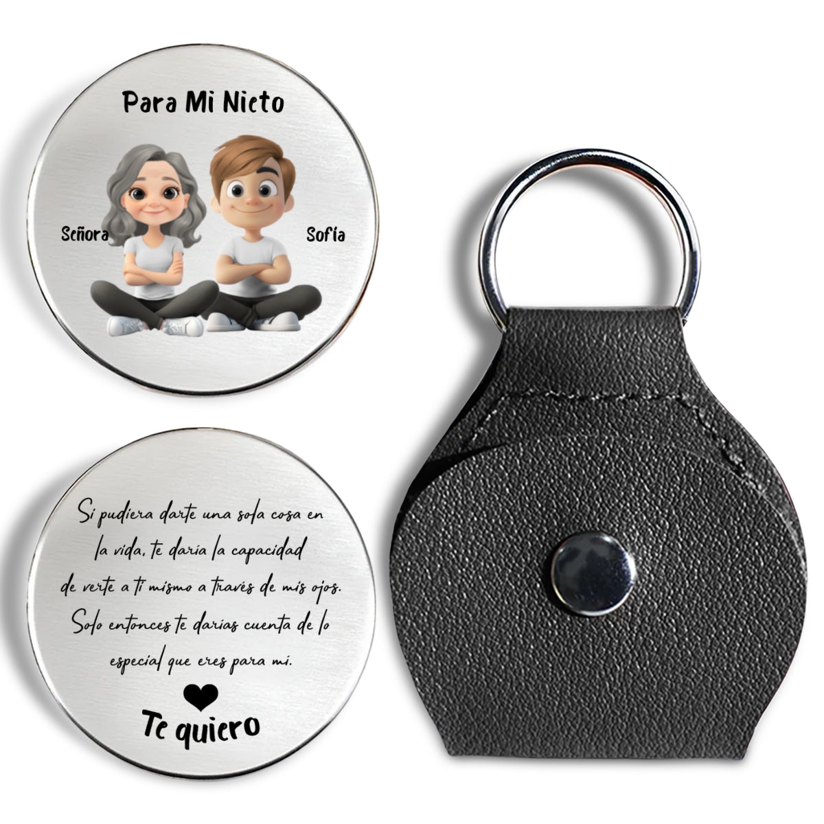 Custom Coin Keychain, Christmas Birthday Gift For Son Daughter • Eres Especial Para Mí – Abrazo de Bolsillo Personalizado