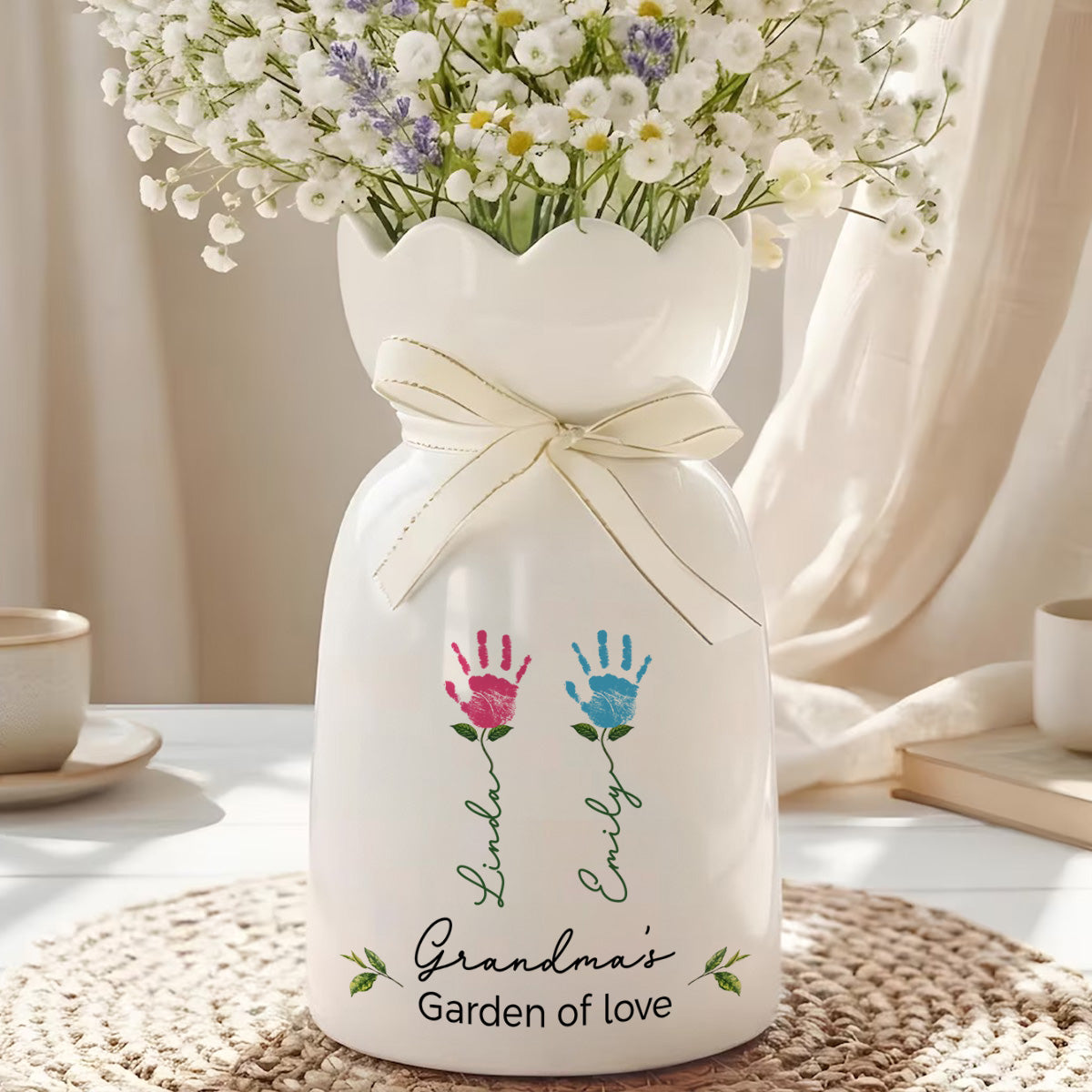 Garden Of Love - Personalized Ribbon Tie Flower Vase