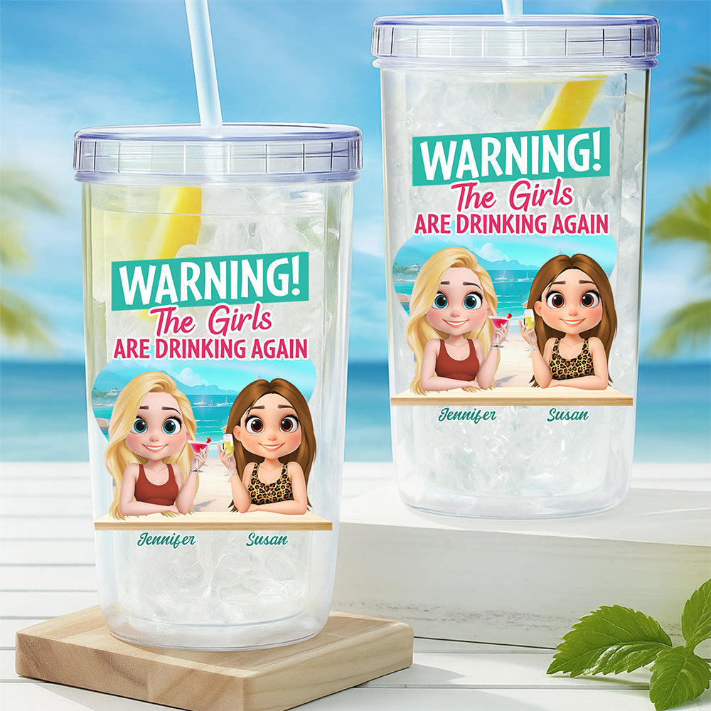 Custom Christmas Birthday Gifts For Best Friend • The Girls Are Drinking Again - Personalized 14oz Plastic Tumbler