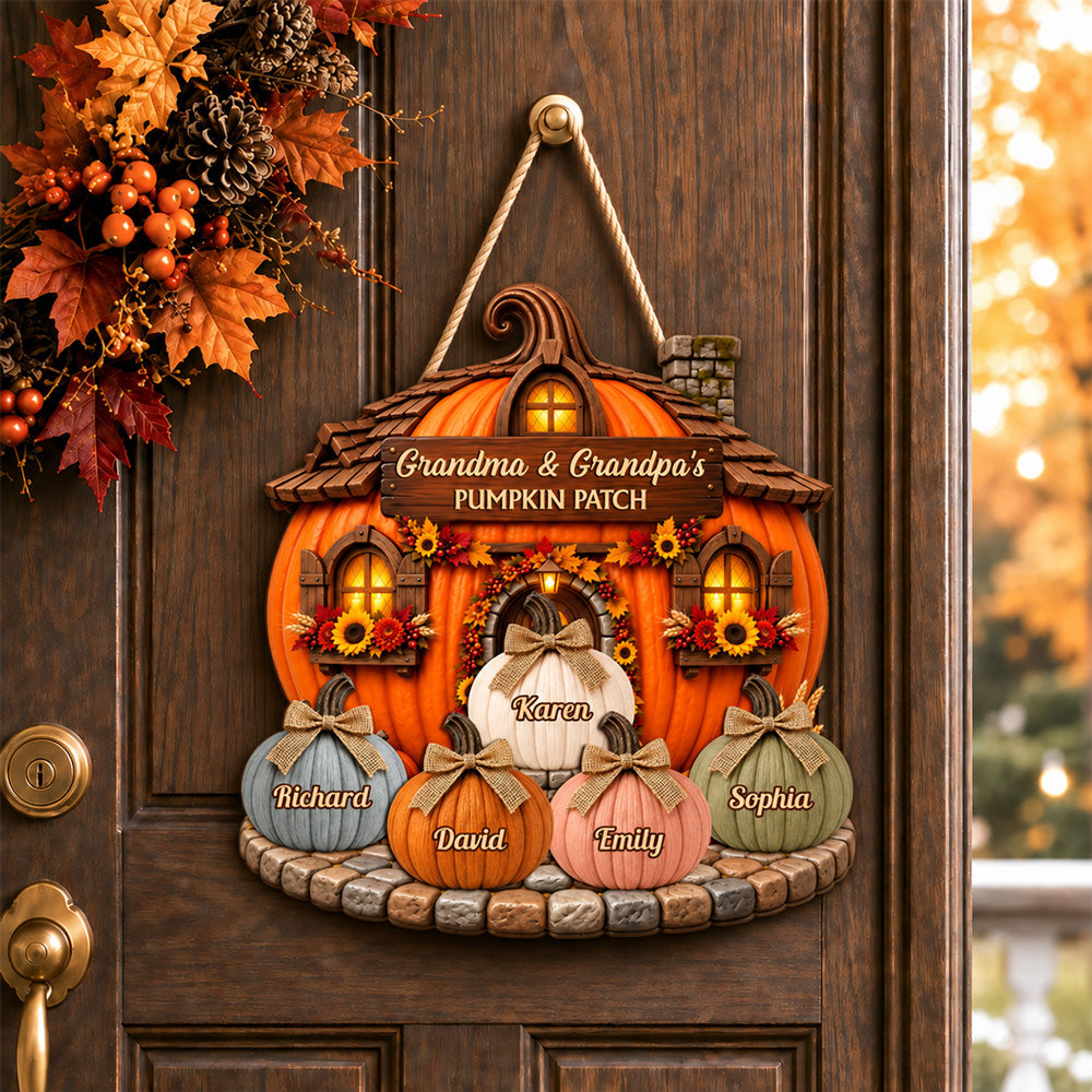 Grandma Grandpa Little Pumpkins - Personalized Wood Sign