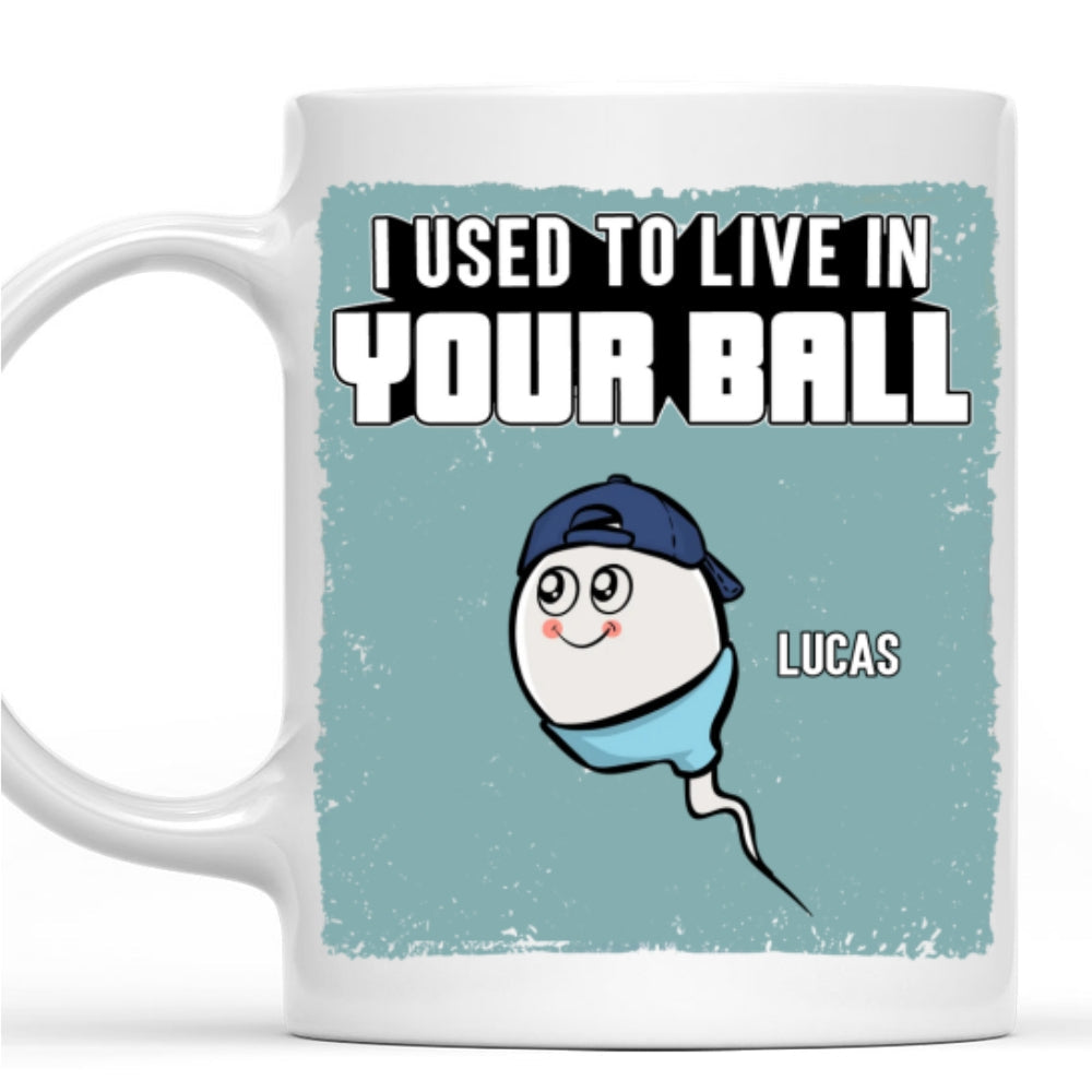 Custom Father's Day, Special Gift for Dad & Grandpa • We Used To Live In Your Balls - Personalized Coffee Mug