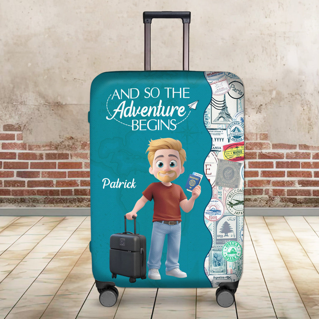 Wanderlust World Map - Personalized Luggage Cover