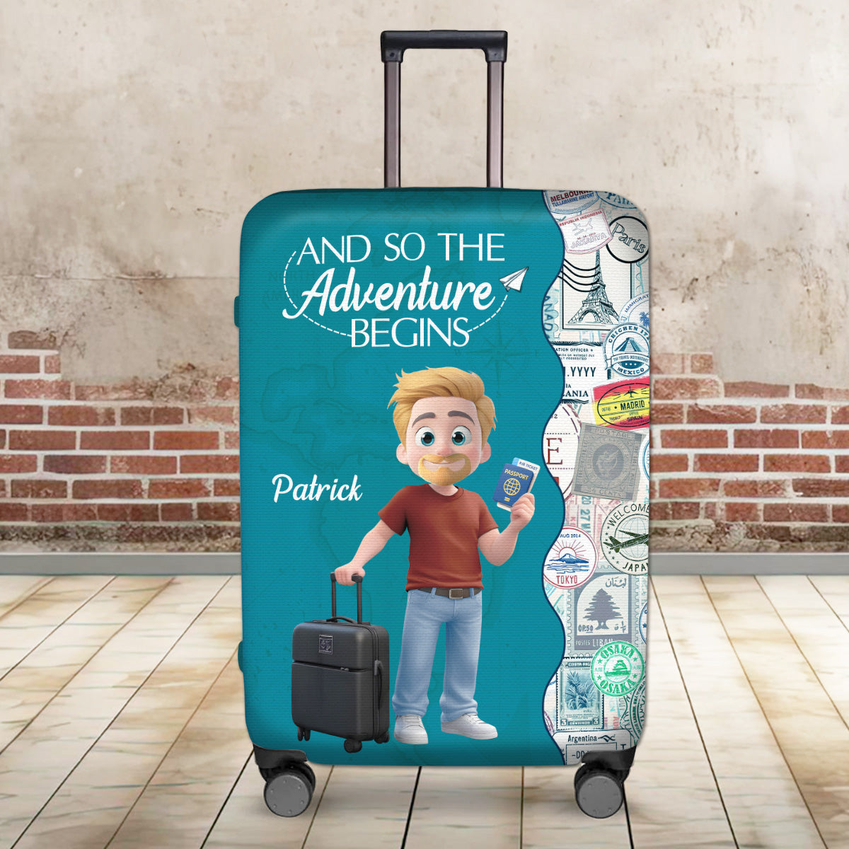 Wanderlust World Map - Personalized Luggage Cover