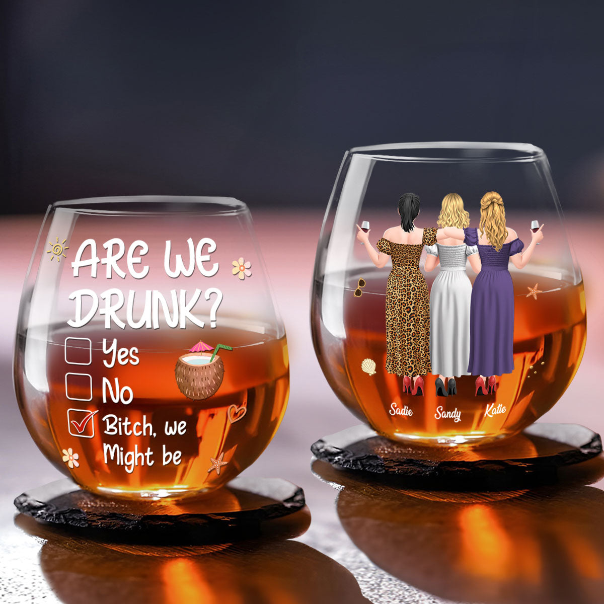 Drink Besties - Personalized Wine Glass