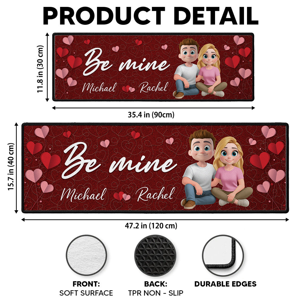 Custom Couple Rug, Anniversary Housewarming Gift For Wife Husband • Be Mine - Personalized Runner Rug