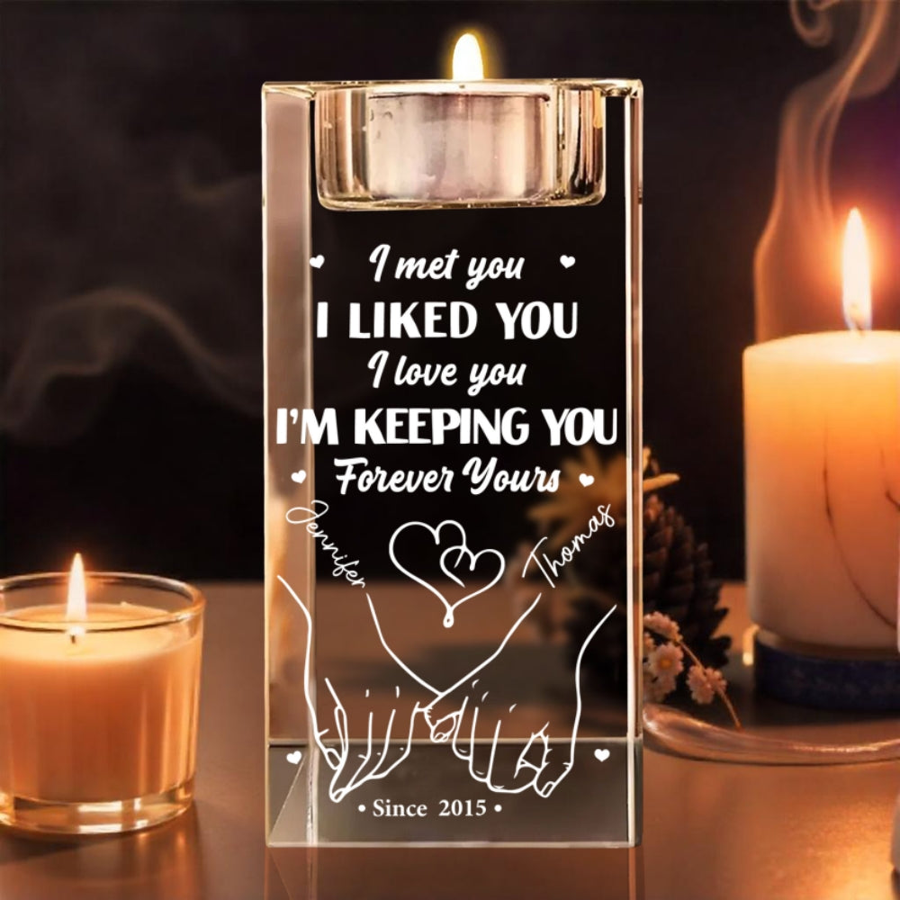 Keeping You - Personalized Engraved Crystal Candle Holder