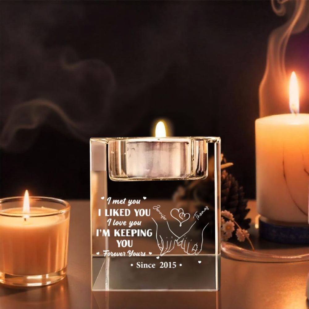 Keeping You - Personalized Engraved Crystal Candle Holder