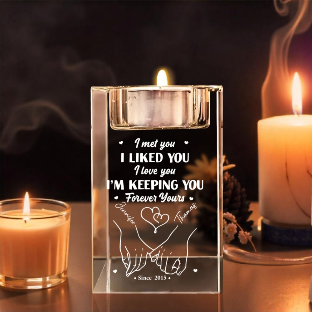 Keeping You - Personalized Engraved Crystal Candle Holder