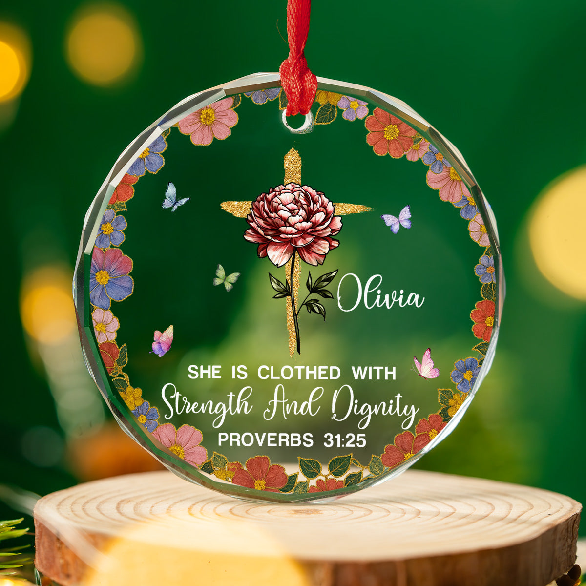 Custom Sister Christmas Ornament •  She Walks In Quiet Dignity - Personalized Glass Ornament