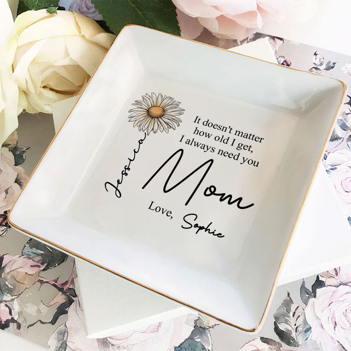 Custom Mom Trinket Dish, Birthday Christmas Gift • How Old I Get - Personalized Jewelry Dish