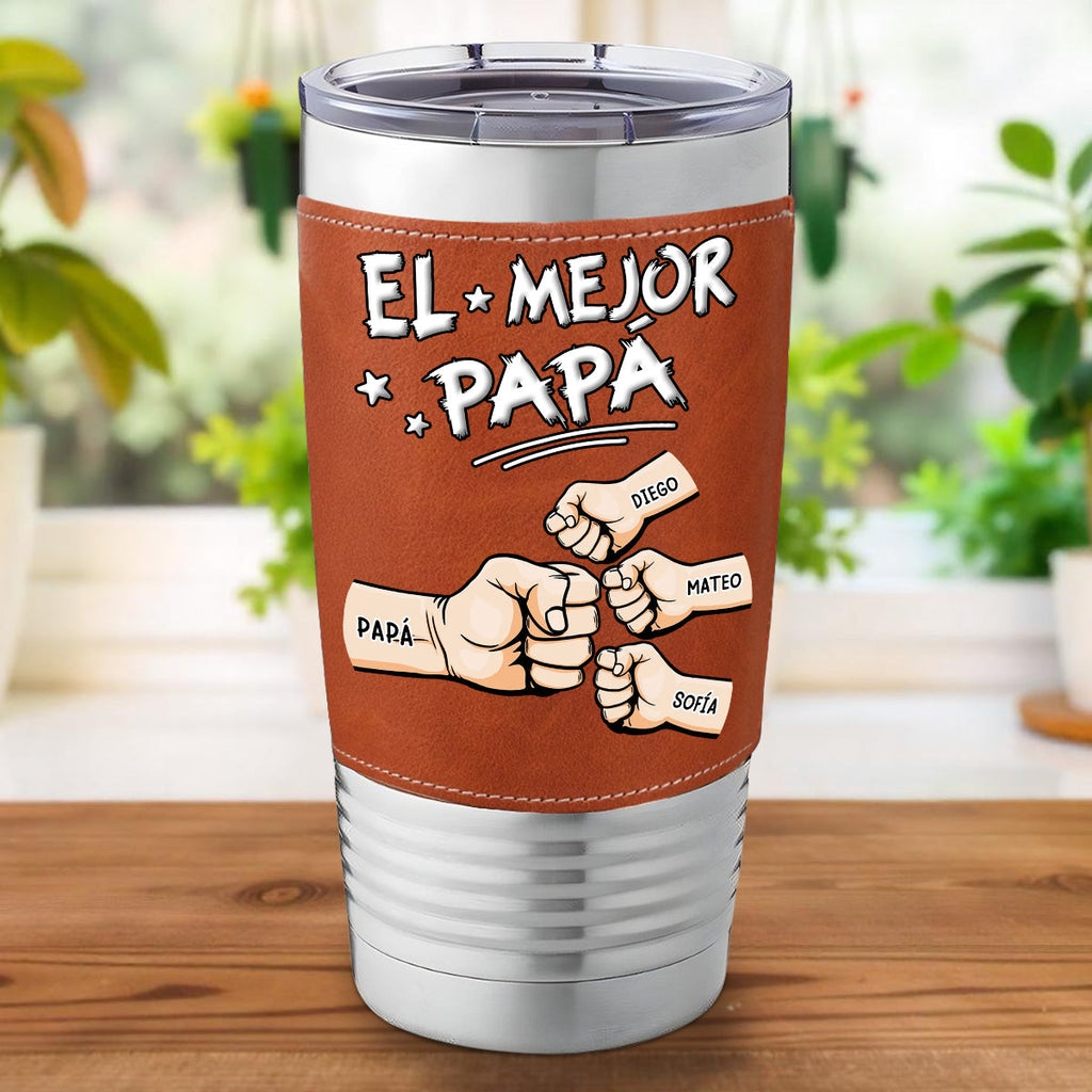 Custom Father's Day Birthday Gifts For Dad • Mejor Papá - Vaso De Cuero Personalizado