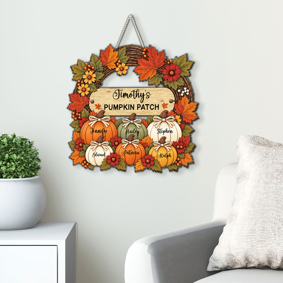 Pumpkin Kisses And Grandkid Wishes - Personalized Wood Sign