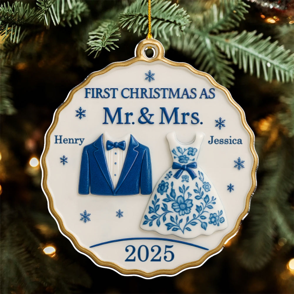 Custom First Christmas Ornament Married, Gift for Newlyweds •  First Christmas With You - Personalized Acrylic Ornament
