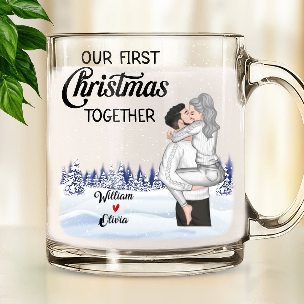 Custom Anniversary Keepsake Gifts For Couple • Our First Christmas - Personalized Glass Mug