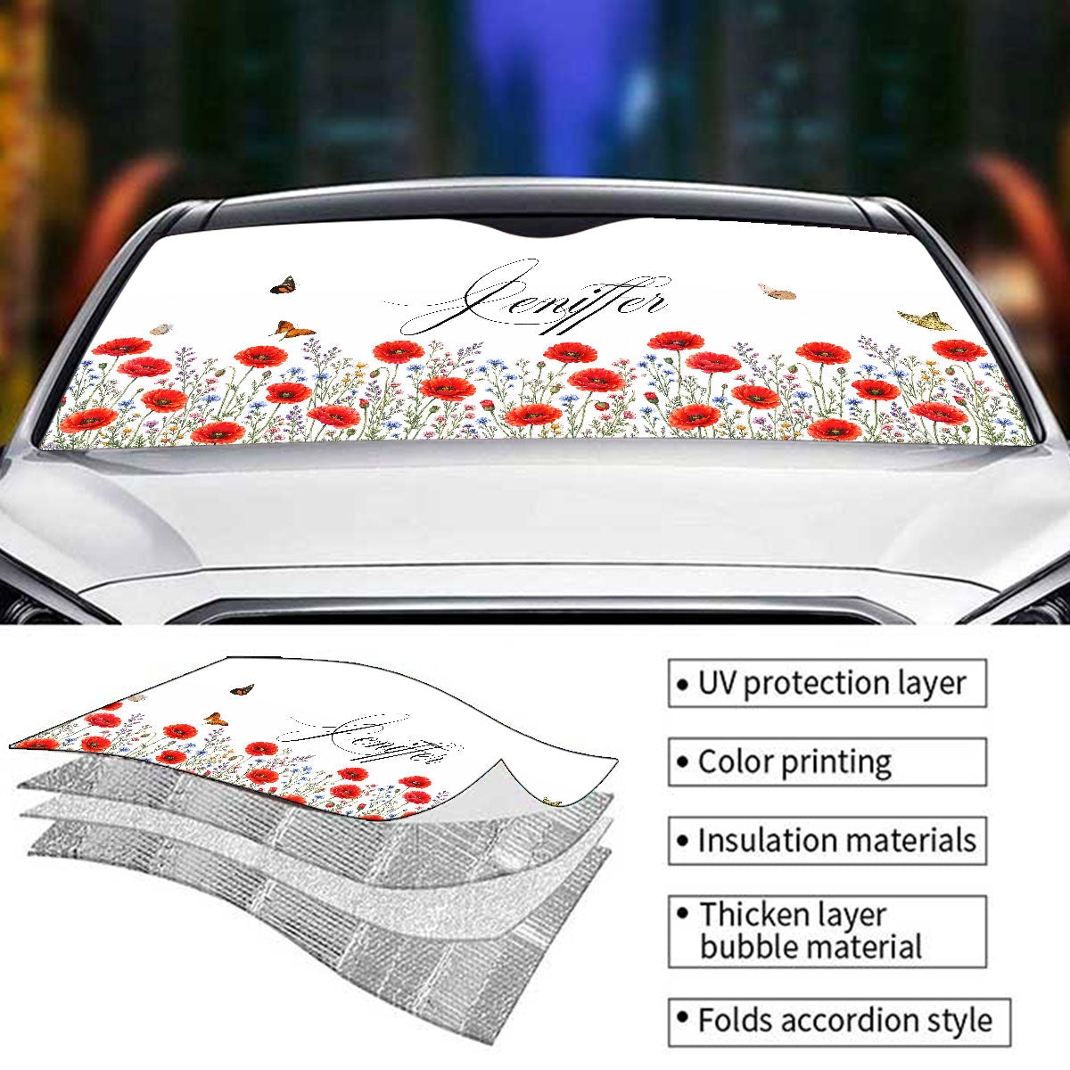 Bloom Behind Every Journey - Personalized Car Sunshade