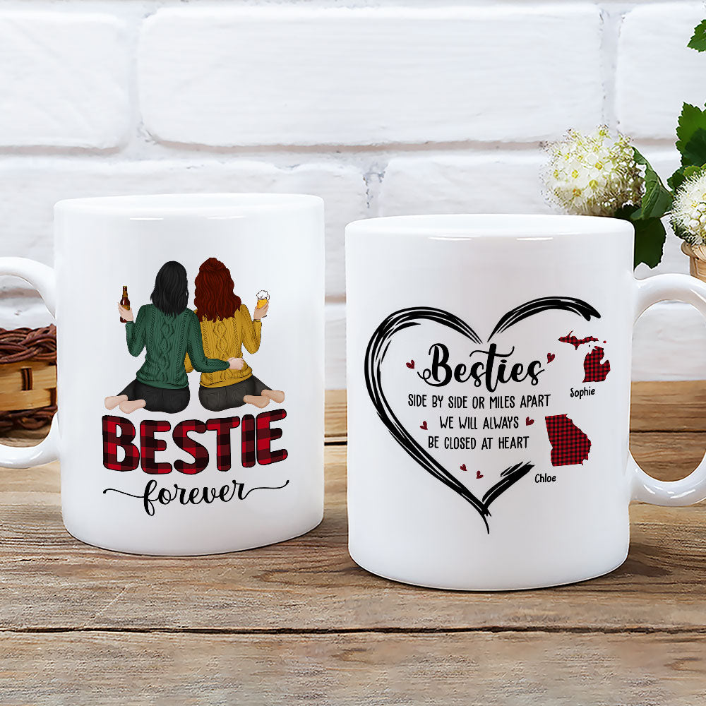 Custom Christmas & Birthday Keepsake Gift • Side By Side Or Miles Apart - Personalized Mug