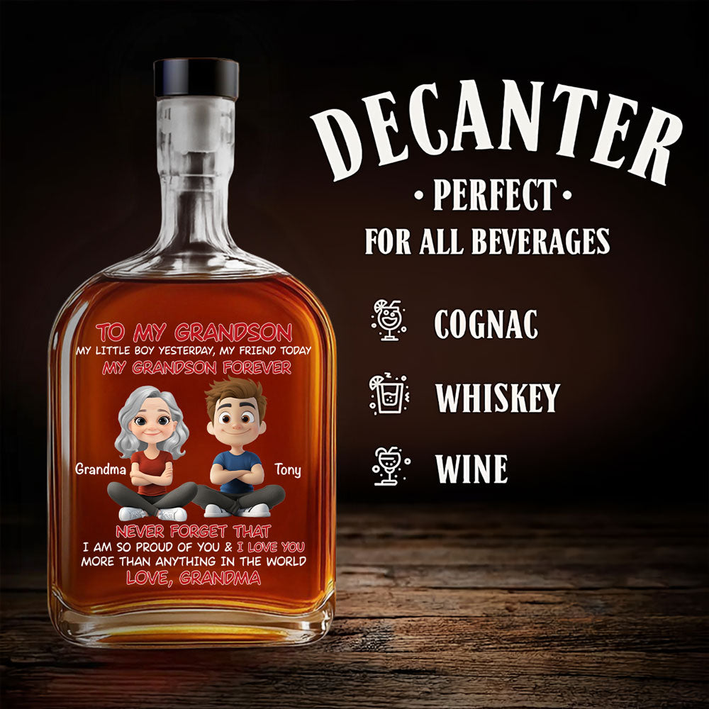 Grandma And Grandson Forever - Personalized Spirits Decanter