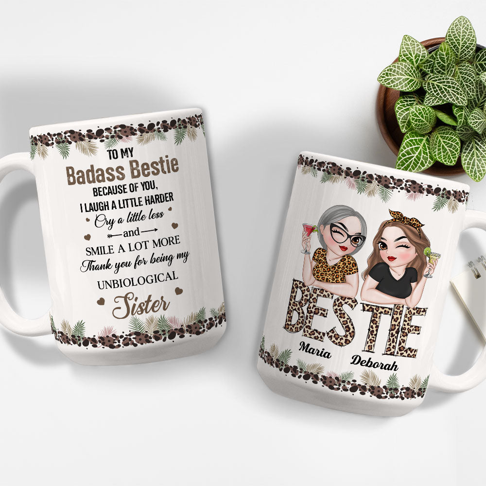 Custom Best Friend, Christmas & Birthday Friendship Keepsake Gift • Badass Bestie - Personalized Coffee Mug
