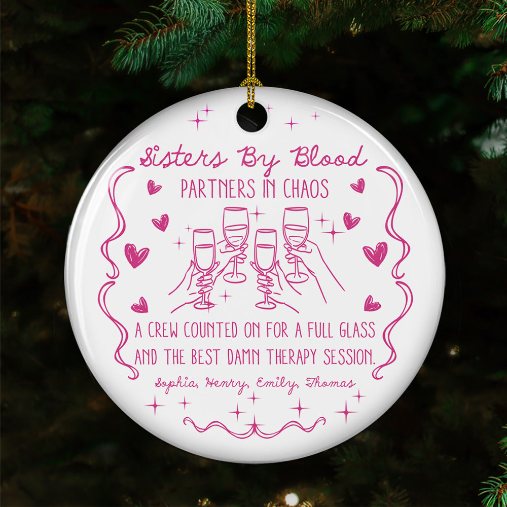 Custom Sister Christmas Ornament •  The Boozy Sisterhood - Personalized Ceramic Ornament
