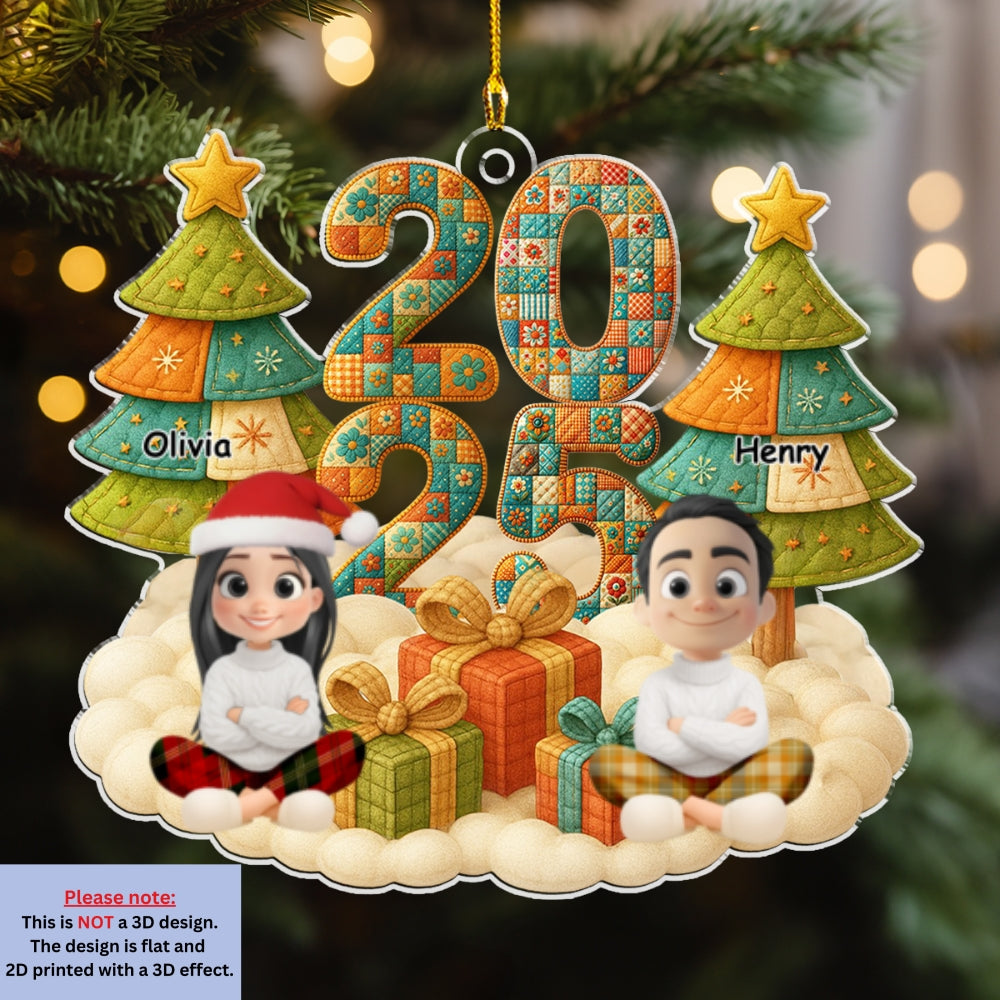 Custom Family Ornament, Christmas Gift for Family Members •  A Patchwork Family - Personalized Acrylic Ornament