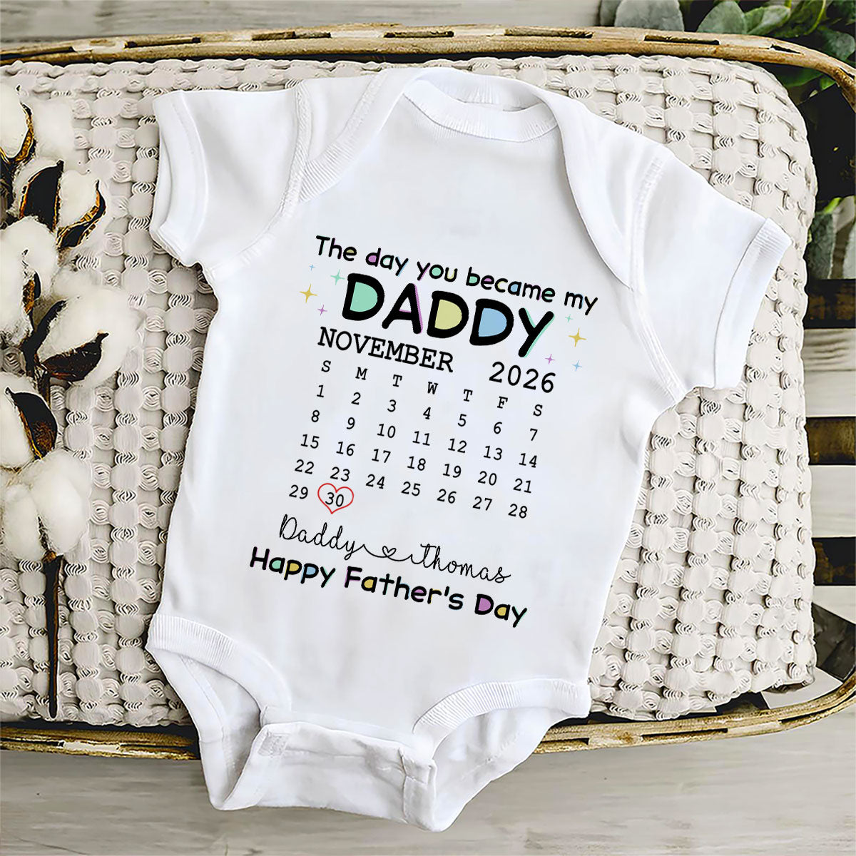 The Day You Become My Daddy - Personalized Baby Onesie
