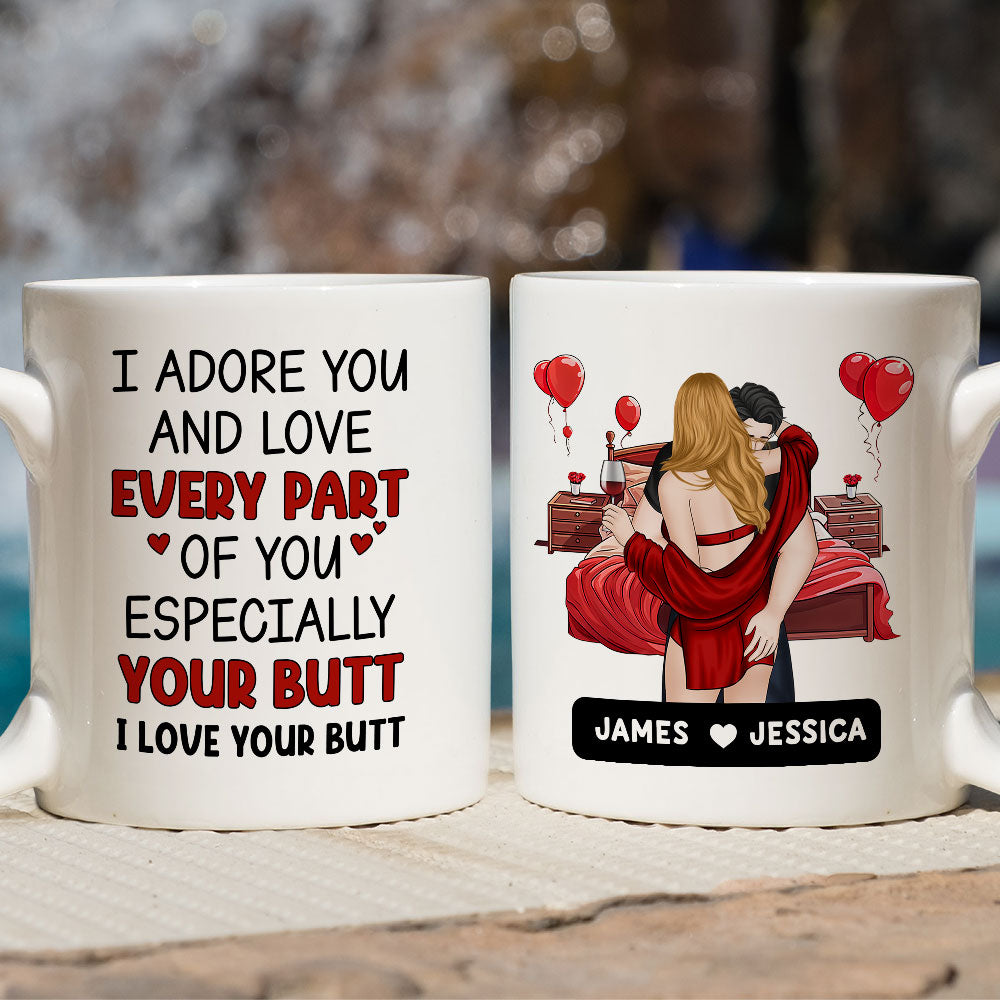 Custom Anniversary Keepsake Gifts For Couple • Adore You, Especially Your Butt - Personalized Coffee Mug