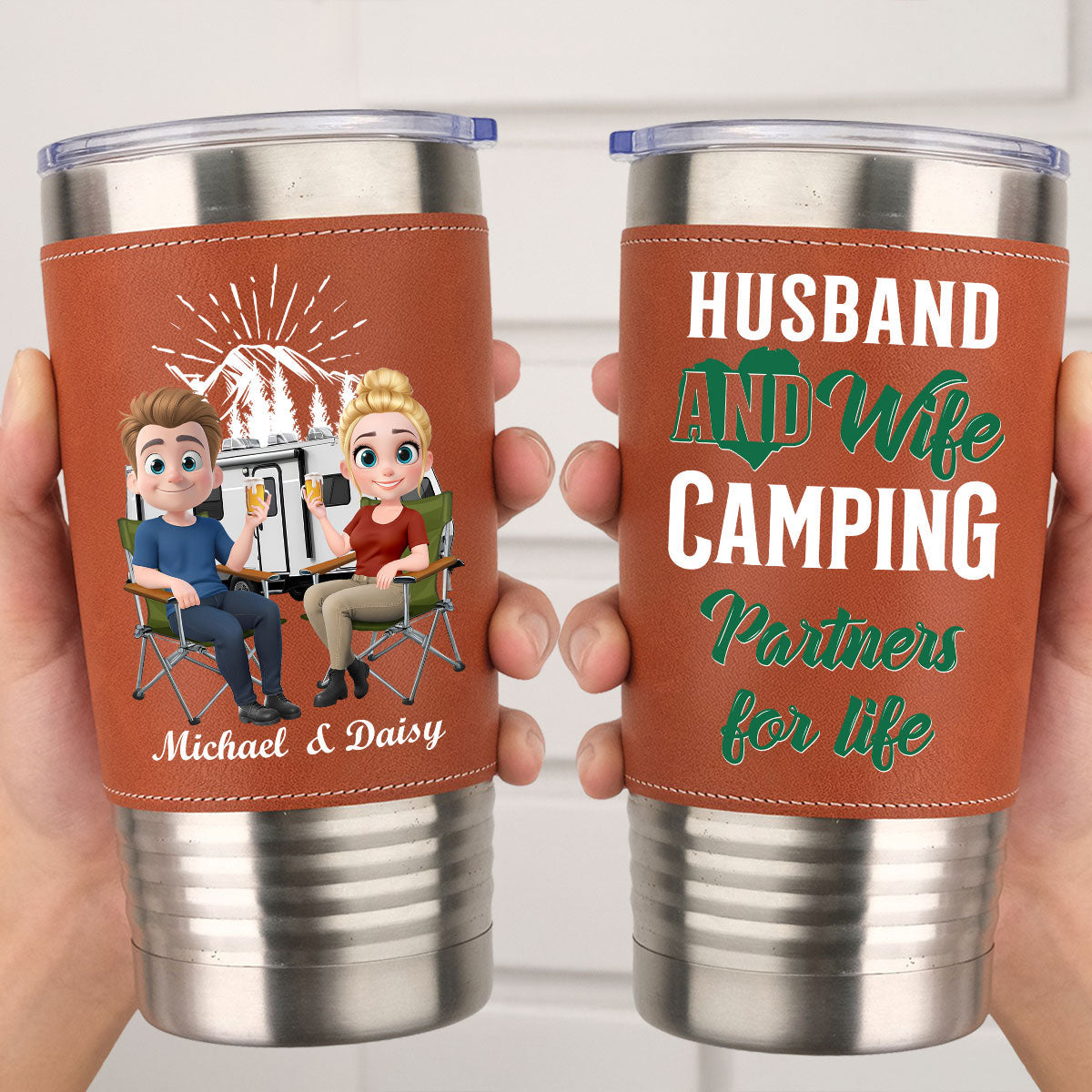 For Life - Personalized Leather Tumbler