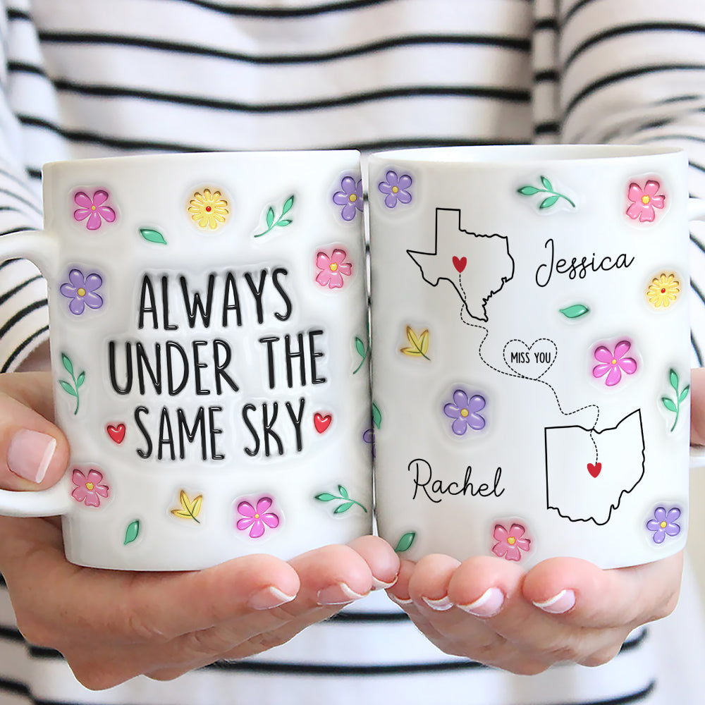 Custom Best Friend, Christmas & Birthday Friendship Keepsake Gift • Wish We Under The Same Sky - Personalized 3D Inflated Effect Mug