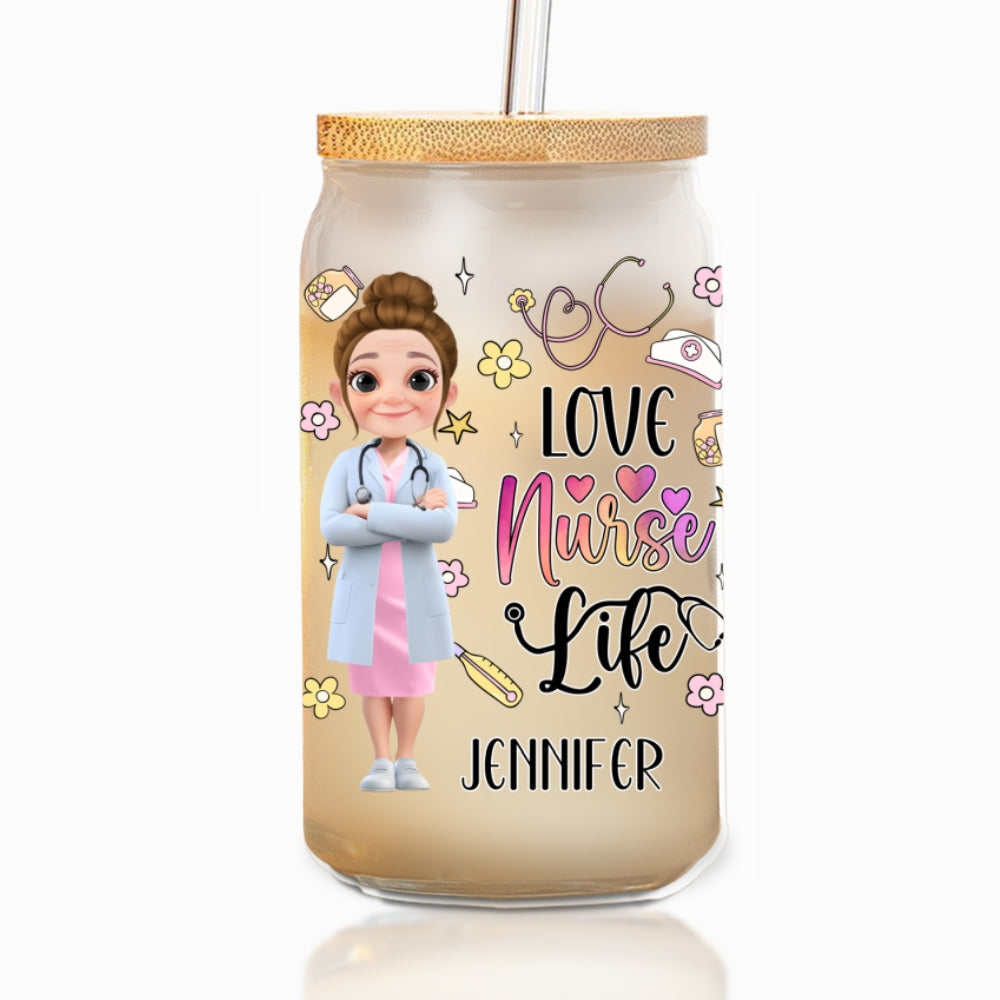 Love Nurse Life - Personalized Glass Can
