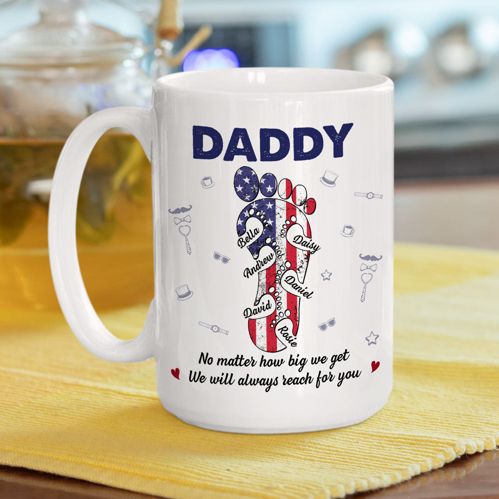 Custom Father's Day, Special Gift for Dad & Grandpa • Dad Footsteps Heart - Personalized Coffee Mug