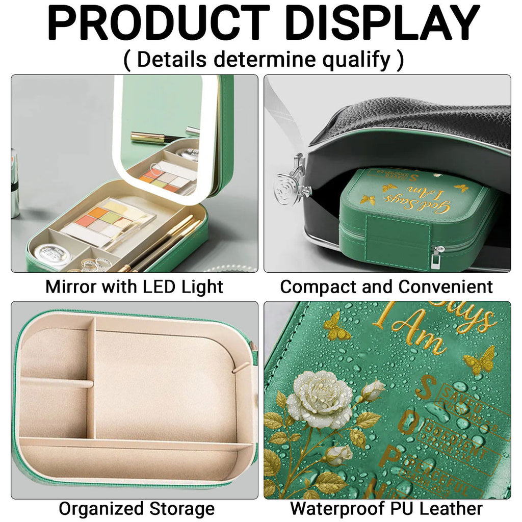 God Says I Am Bible - Personalized Jewelry Box With LED Mirror