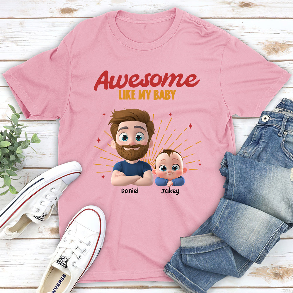 Custom First Father's Day, Christmas Gift for New Dad • Awesome Baby Dad - Personalized T-Shirt And Onesie