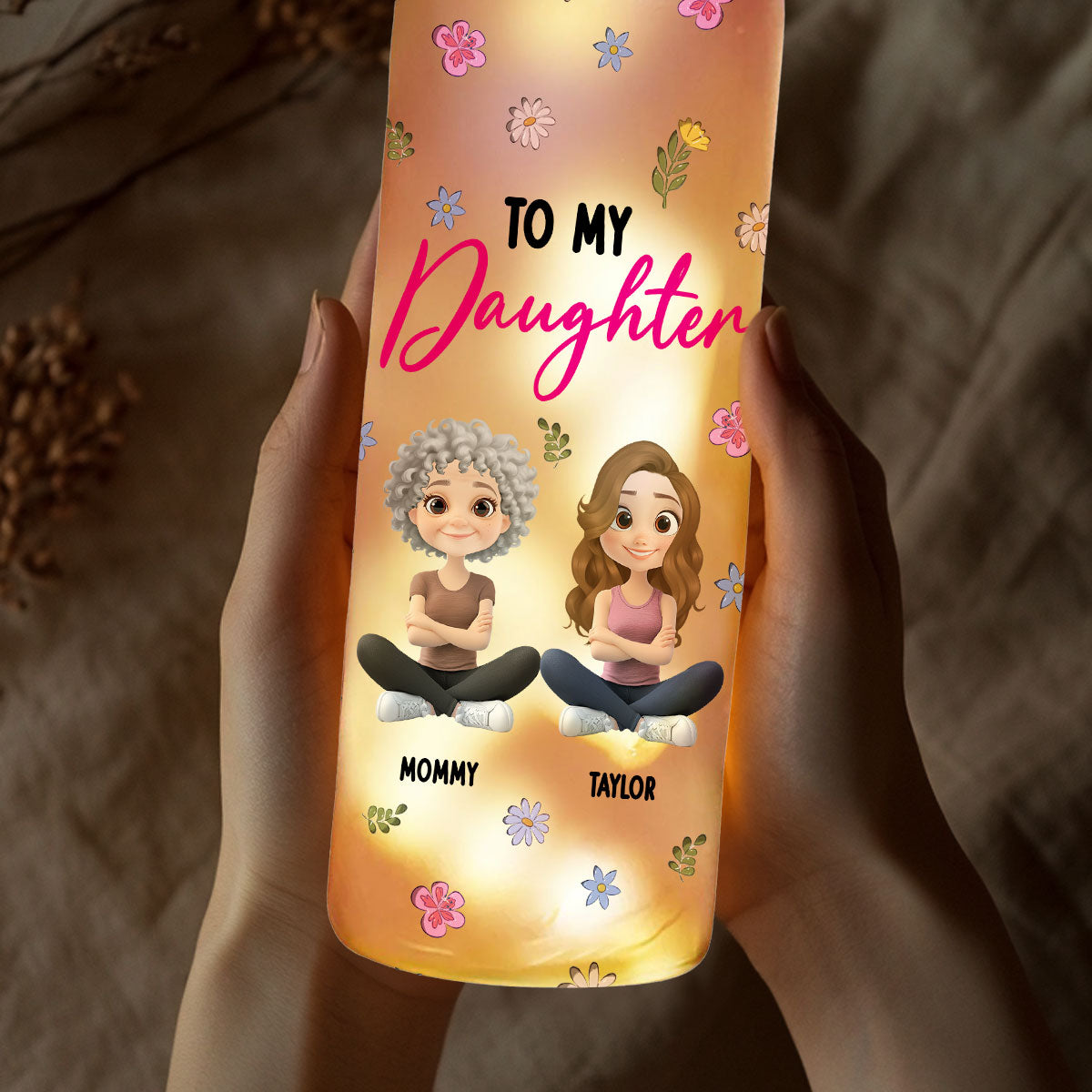 Mom And Daughter Together - Personalized Bottle Lamp