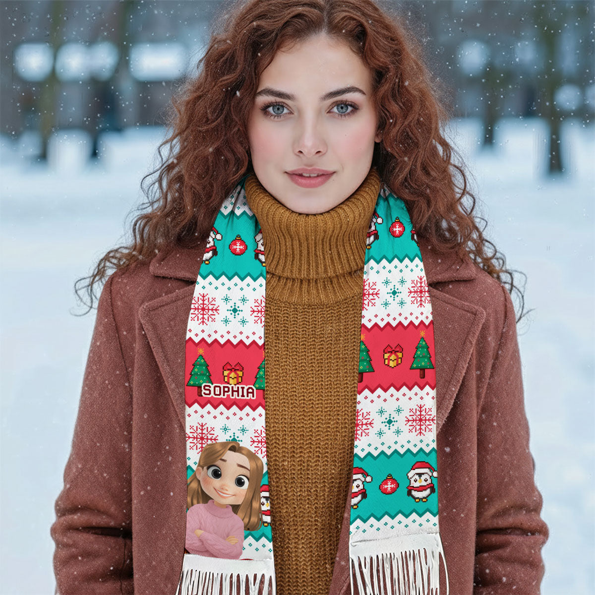 Cute Christmas Character - Personalized Scarf