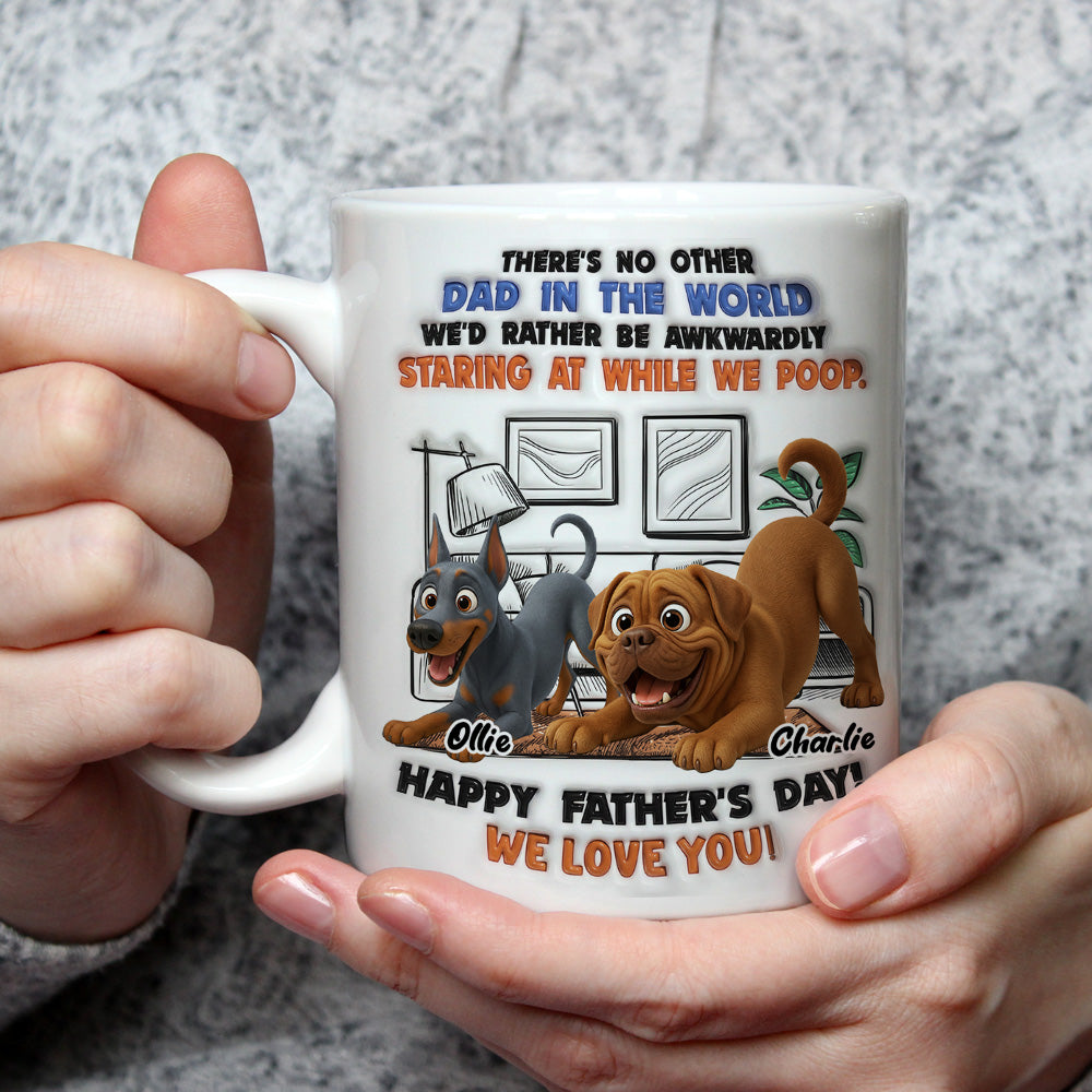 Custom Christmas & Birthday Keepsake Gift • Staring At While I Poop Funny Dog - Personalized 3D Inflated Effect Coffee Mug