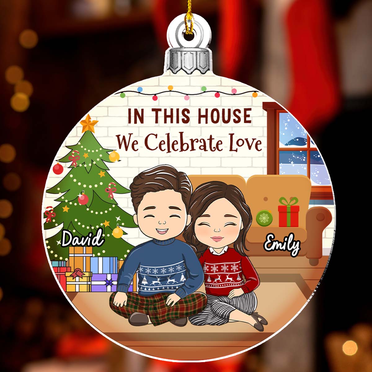 Custom First Christmas Ornament Married, Gift for Newlyweds •  First Christmas In Our New Home 2024 - Personalized Acrylic Ornament