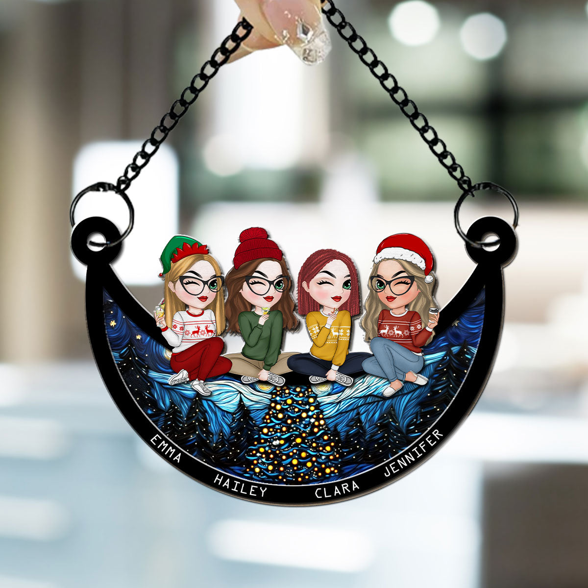 Custom Christmas Hanging Decor, for Best Friend, Friendship Gifts • Our Christmas - Personalized Suncatcher