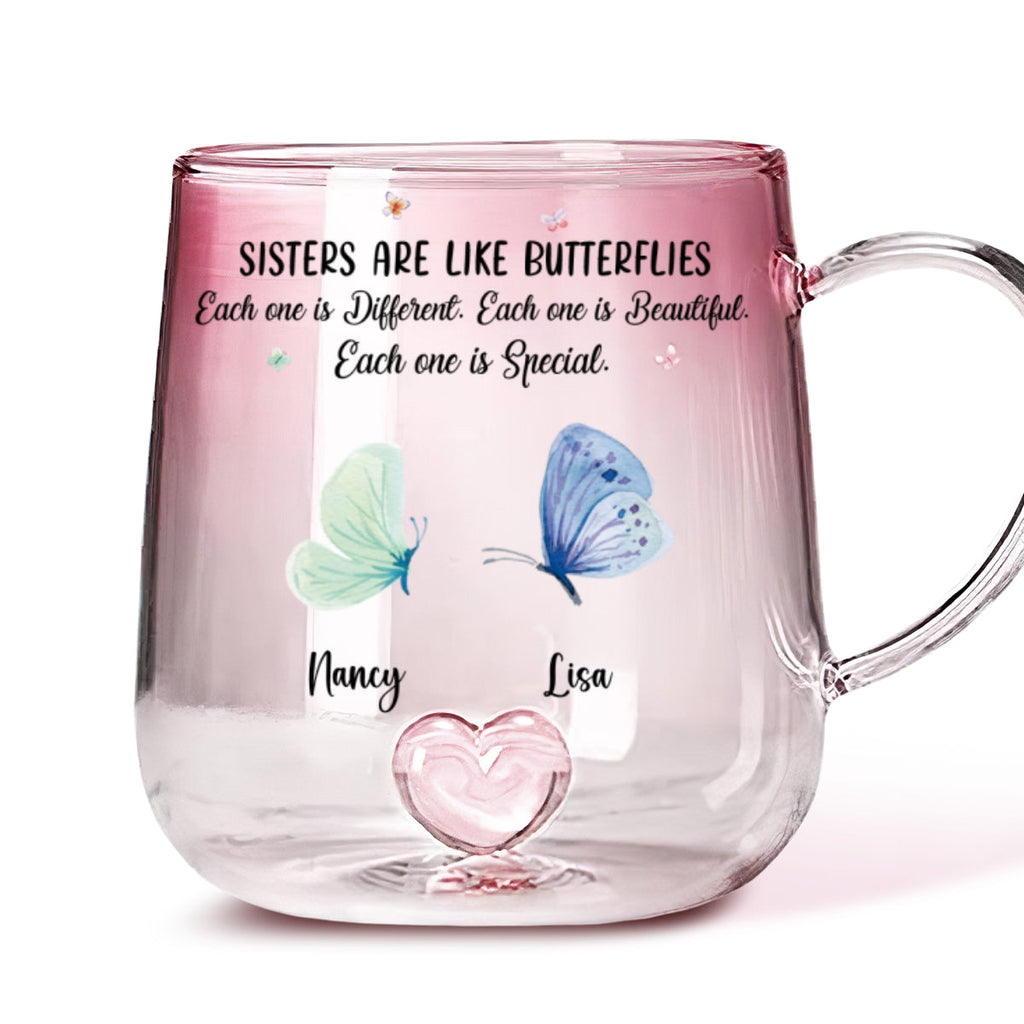 Custom Best Friend, Christmas & Birthday Friendship Keepsake Gift • Sister Are The Gardeners Of Our Souls - Personalized Pink Gradient Glass Mug