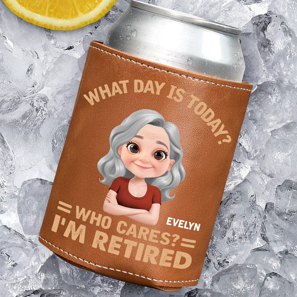 What Day Is Today - Personalized Leather Can Cooler Holder