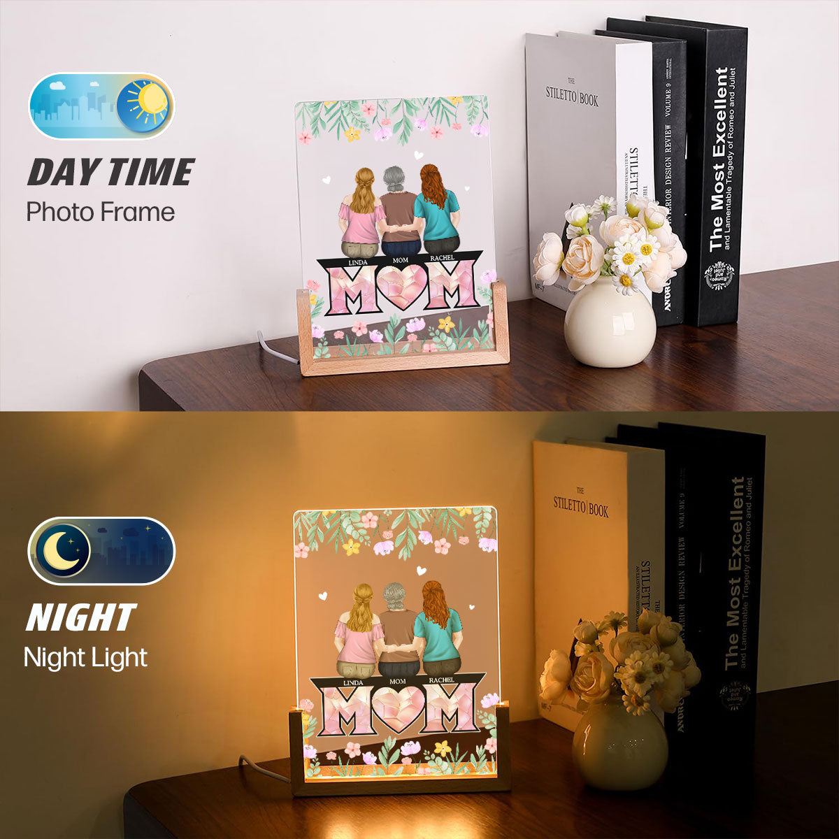 Custom Gift for Mom Grandma, Mother's Day Birthday • To The Best Mom - Personalized Night Light