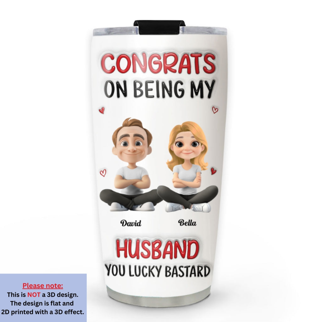 Custom Christmas Anniversary Gifts For Husband • Congrats My Husband - Personalized 3D Inflated Effect Tumbler