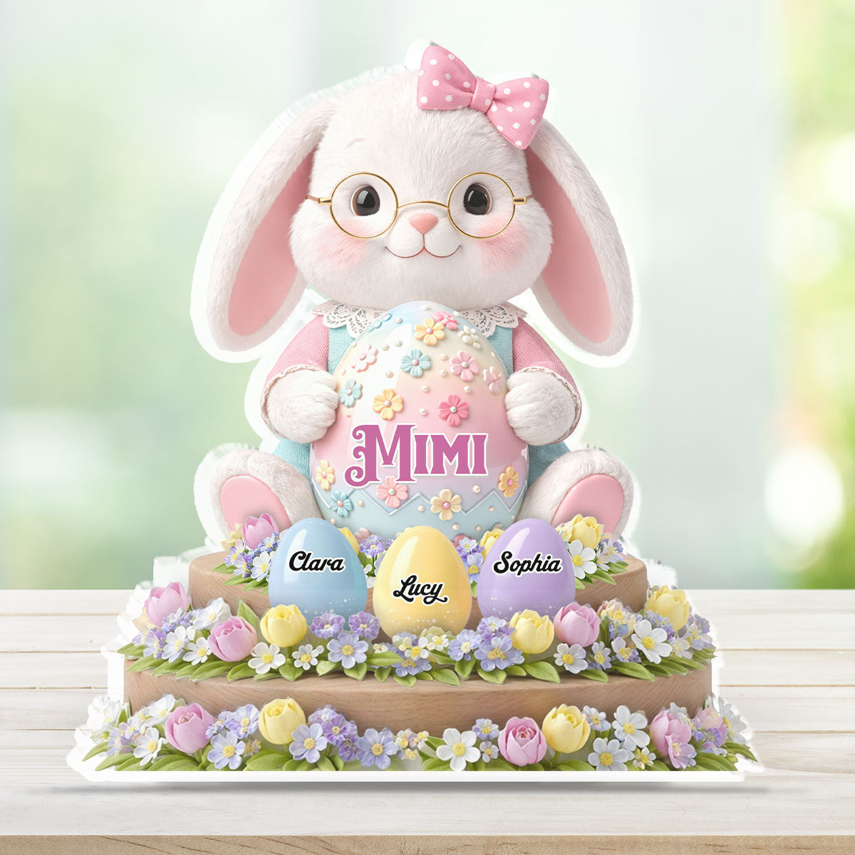 Custom Family Decor, Christmas Birthday Family Keepsake • Bunny Grandma Eggs - Personalized Acrylic Plaque