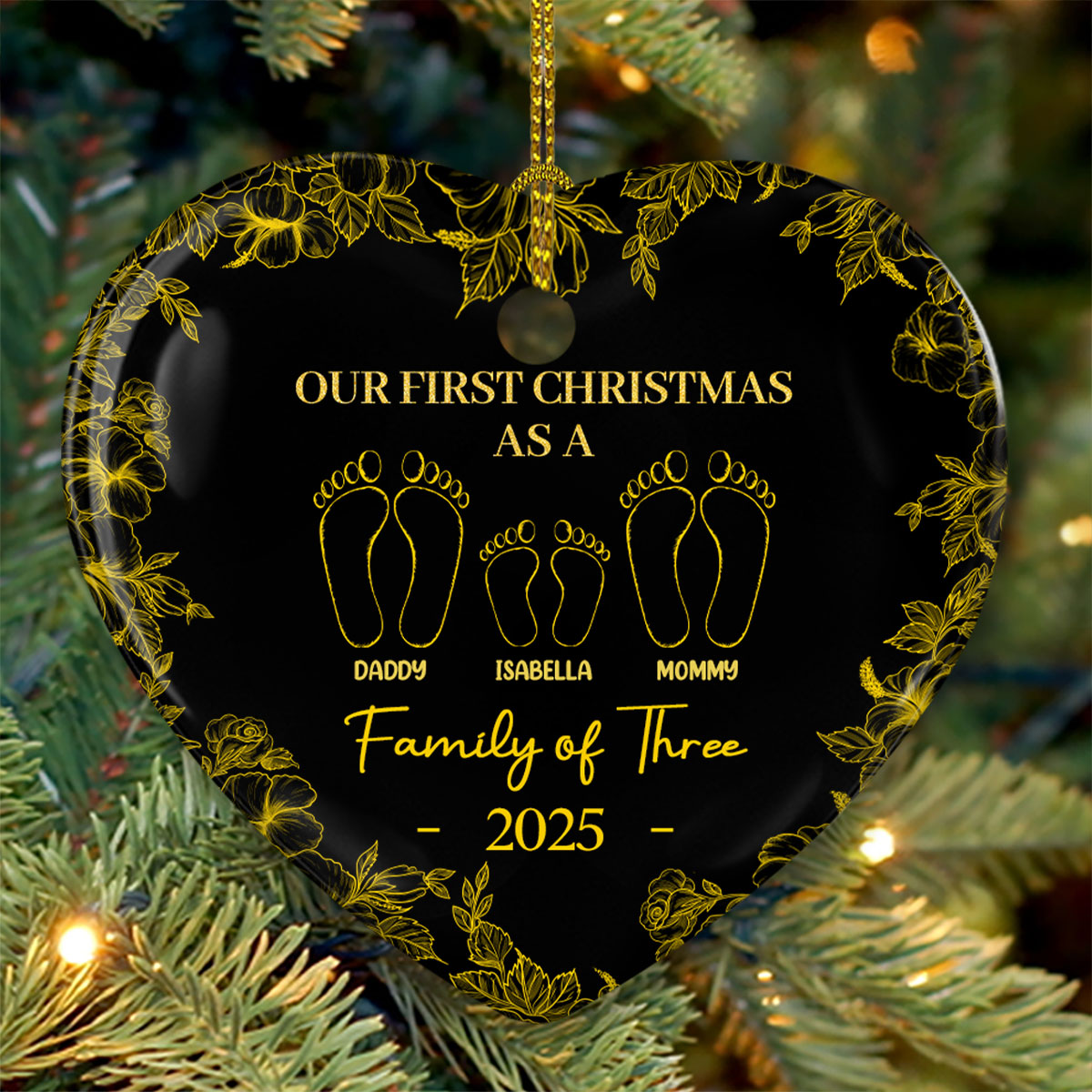 Custom Family First Christmas Ornament •  First Christmas Together - Personalized Ceramic Ornament